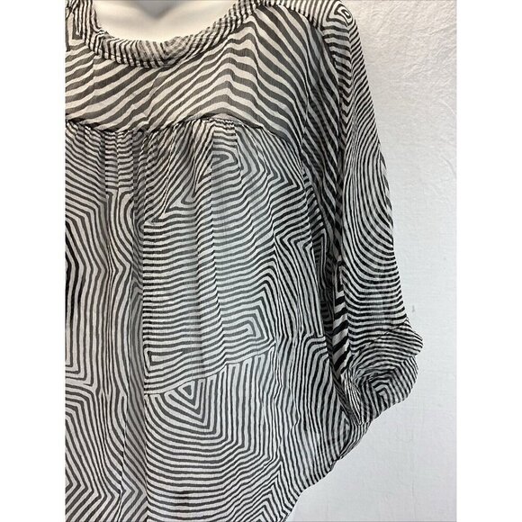 Isabel Marant Etoile Black Striped sheer 3/4 sleeve silk top Blouse sz 42 us MED - Picture 3 of 14